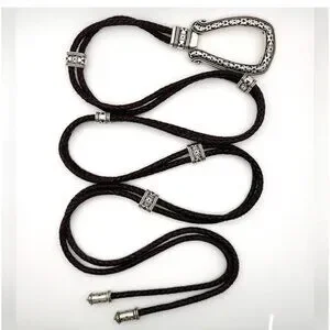 Brighton VTG Ladies Black Double Barrel Braided Leather Belt. Western Bikercore Brighton | Accessories | Brighton Vintage Black Double  main image 4